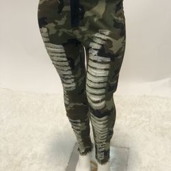 Distressed Camo/Denim Jeans