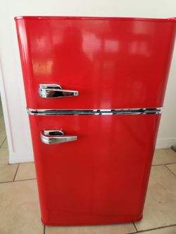 Red Mini fridge with freezer