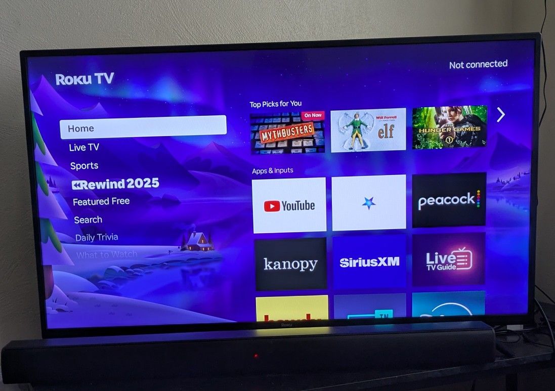 40" Roku Smart TV With Insignia Sound Bar.