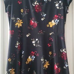 Flowered Black Dress Size 2xl