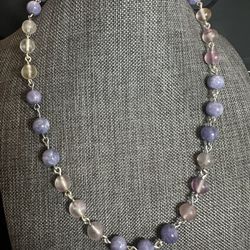 Elegant Purple and Pink Beaded Necklace