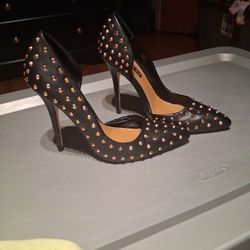 Black Heel With Gold Spikes