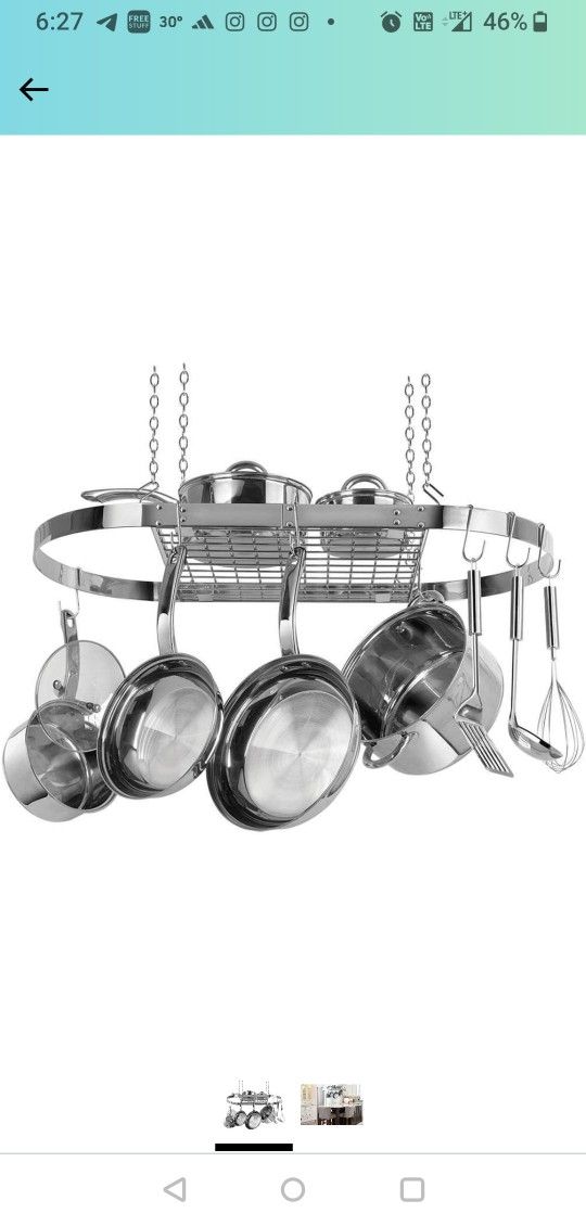 Overhead Hanging Oval Pot Rack