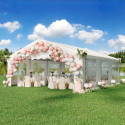20' x 20' Canopy Party Tent & Carport - Heavy Duty Outdoor Wedding Gazebo with 4 Sand Bags, Event Shelter Canopy for Outdoor Event, Wedding, Birthday