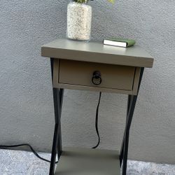 Newly Refinished Bedside Table Or End Table With Charging Ports 