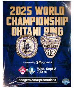 Game Tickets for 2025 LA Dodgers Ohtani World Championship Ring Replica
