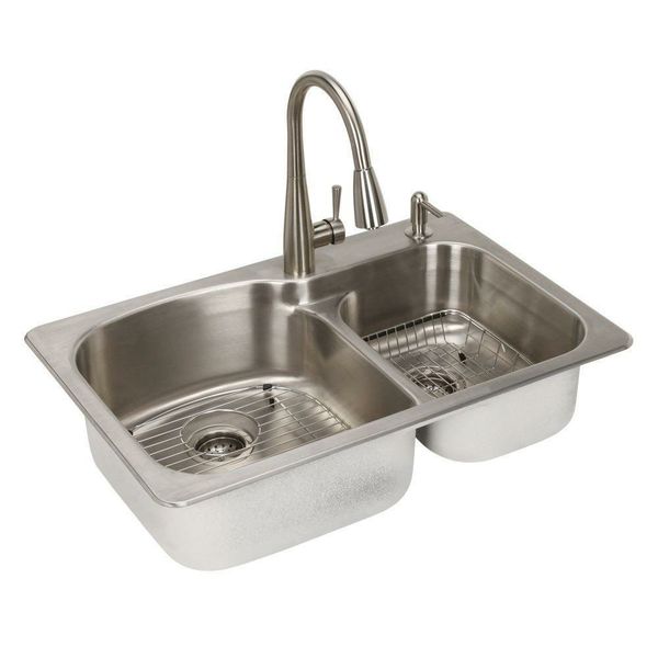 NEW! GLACIER BAY 18 GAUGE DOUBLE BOWL KITCHEN SINK for Sale in Las