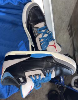 Air Jordan 3  Rare Air Black Grey Blue Lace Sneakers