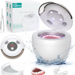45kHz Ultrasonic Retainer Cleaner Machine, 200ML Denture Cleaner, 4 Modes with Digital Timer Mouth Guard Cleaner for Aligner, Night guard, Braces, Too