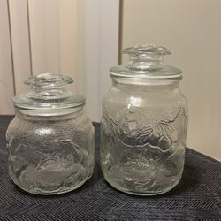 Vintage Clear Glass Canister Set Of 2 
