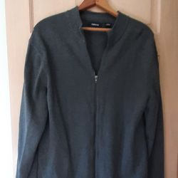 Mens Claiborne Gray Zip up Sweater Size XL