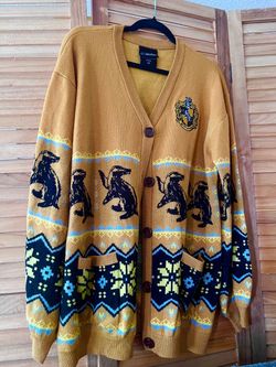 Harry Potter Hufflepuff Knit Cardigan Size Large