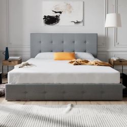 Upholstered Metal Platform Storage Bed - King