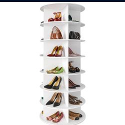 7 Tier Rotating Shoe Rack Tower, Spinning Shoe Display, 360 Shoe Rack Storage Round Carousel, Vertical Handbag Rotate Shoes Closet Organization, Gift 