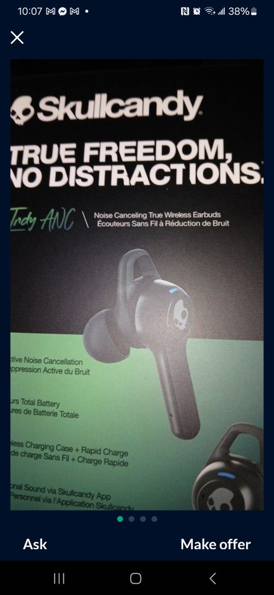 Skullcandy Indy ANC Wireless Earbuds - NEW in Box - Delivery Available