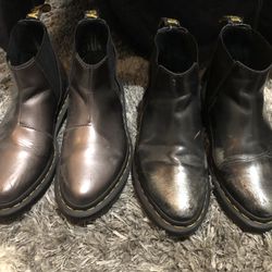 Doc Martens Size 5 Womens Boot In Black/Silver + Metallic Purple