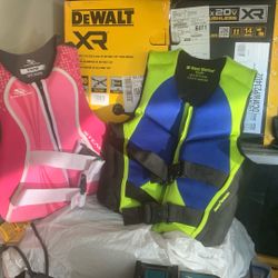 Kid life jackets $10 each.