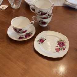 COLCLOUGH Pink Roses Cup and Saucer, Made in England Bone China