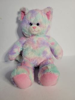 Build-A-Bear Pastel Swirl Tie Dye Kitty Cat Plush 16" Pink Purple Blue BAB