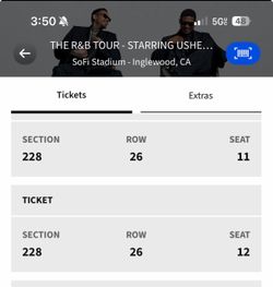 Chris Brown and Usher, Section 228, 2x tickets. 9/25 @ Sofi $300 each