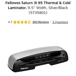 Fellows Saturn 3i 95, 9.5 In Thermal & Cold Laminator