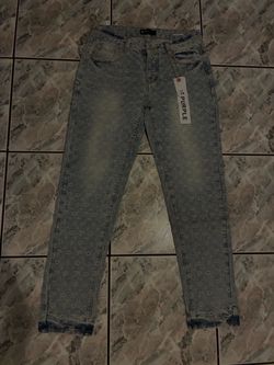 Purple Brand Jeans with white geometric patter