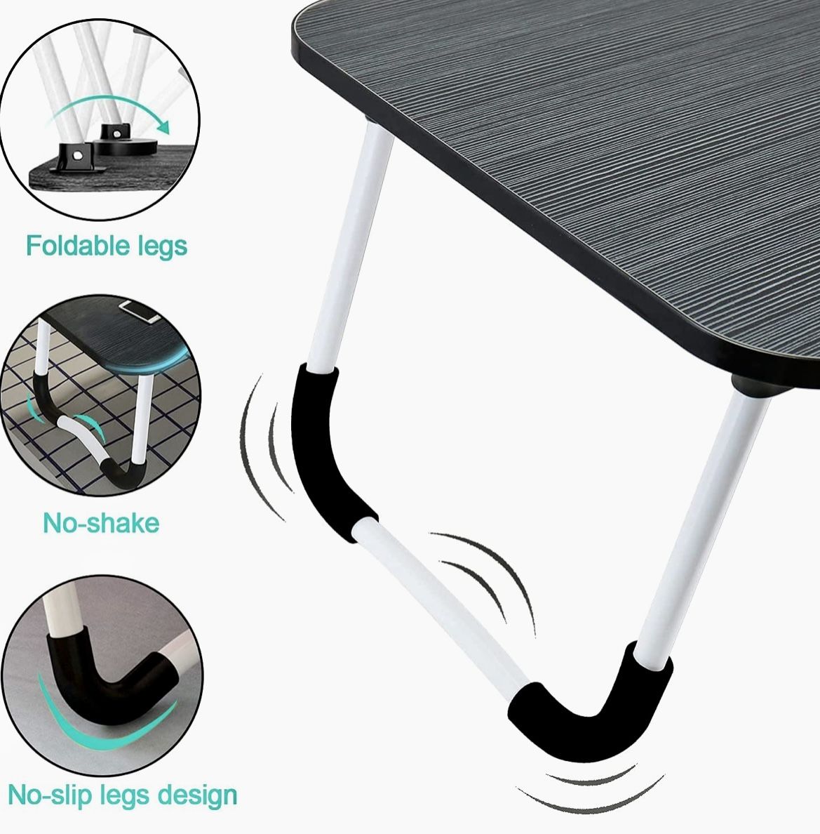 *NEW* Oak Laptop Desk, Wheanen Portable Laptop Bed Tray Table Notebook Stand Reading Holder with Foldable Legs & Cup Slot for Eating Breakfast, Readin