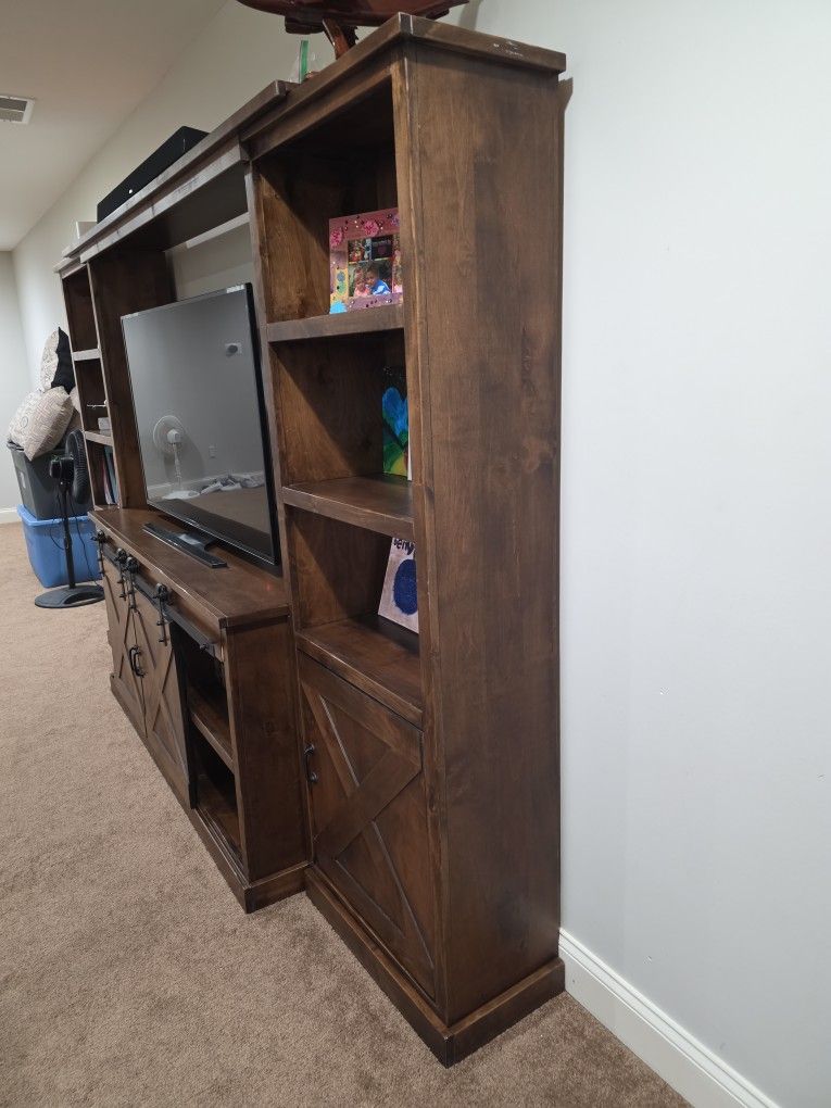 Entertainment Center with barn doors