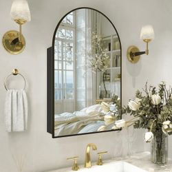 Arched Medicine Cabinet with Mirror,Bathroom Medicine Cabinet with Mirror Wall Mounted,Mirrored Medicine Cabinets with Adjustable Shelves