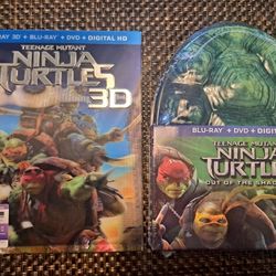 **NEW**TEENAGE MUTANT NINJA TURTLES 3D BLU RAY, AND TEENAGE MUTANT NINJA TURTLES OUT OF THE SHADOWS-BLURAY 3 DISC PACK 