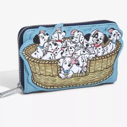 (NWT) Loungefly Disney 101 Dalmatians Puppy Basket Small Zip Wallet