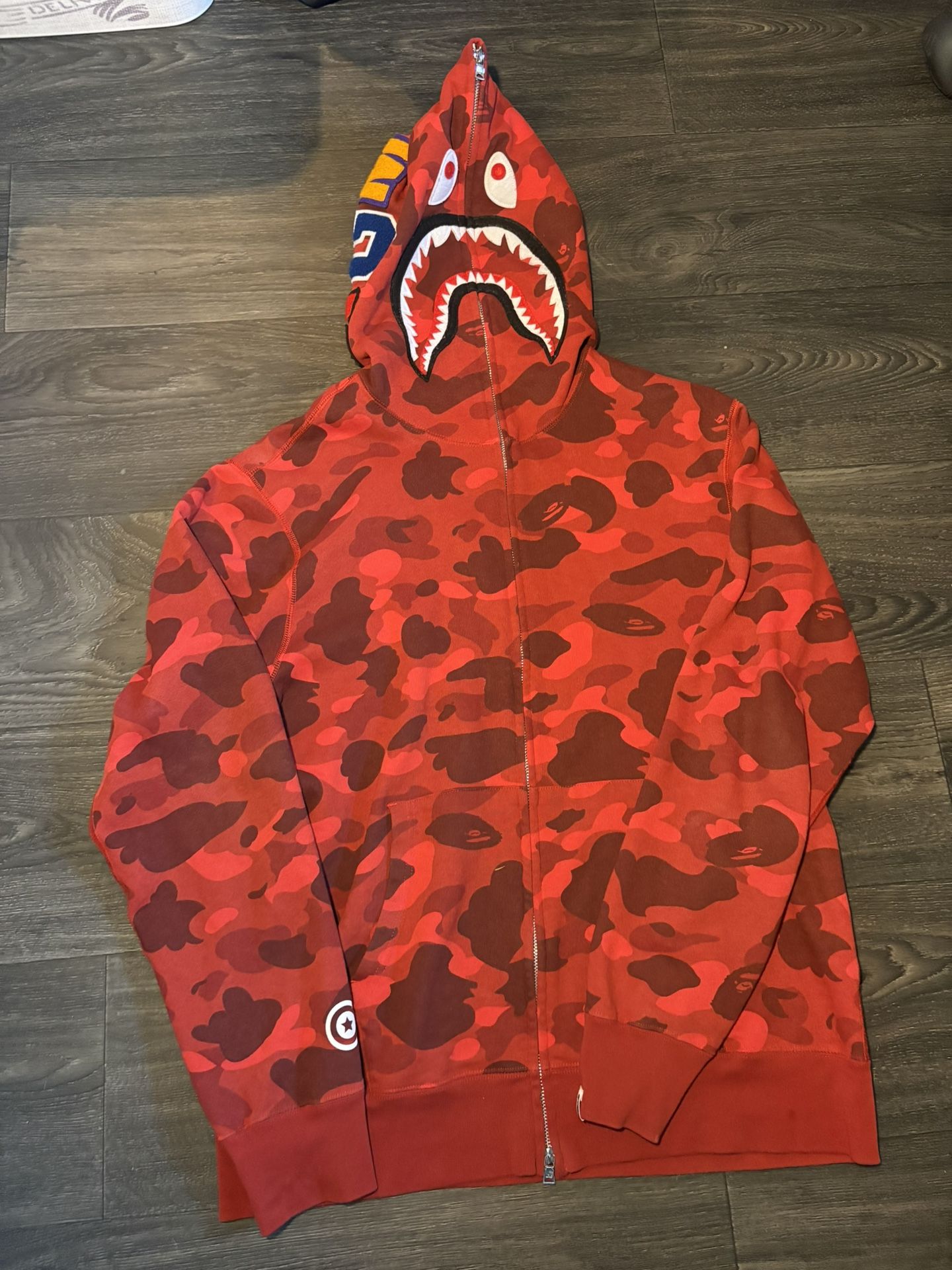 Bape Camo Shark Full Zip Hoodie Red