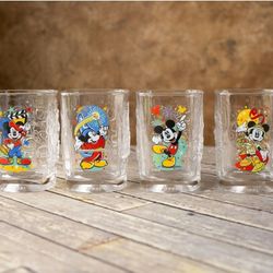 4 Vintage Mickey Mouse Glasses McDonald's Walt Disney Millennium 2000