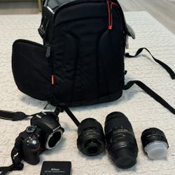 Nikon D3200 + 3 Lenses and Bag 