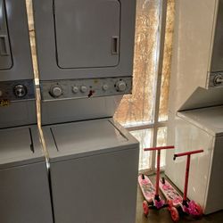 GE 24" WHITE COMPACT STACKABLE WASHER AND GAS DRYER WITH AGITATOR 