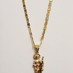 San Judas Gokd Plated Necklace