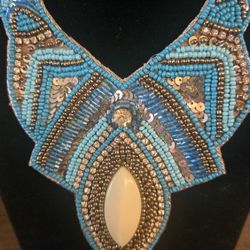 Seedbeads,crystals Bib Style W/ Head Piece