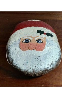 HAND PAINTED ROCK STONE PAPERWEIGHT 5"×4"