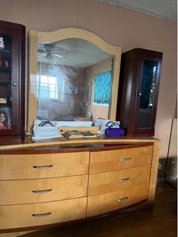 Dresser with mirror and two night stands