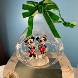 2019 Disney Mickey And Minnie Mouse Sketchbook Glass Christmas Ornament