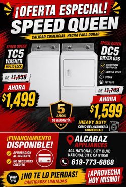 SPEED QUEEN SET WASHER TC5 AND DRYER GAS COMMERCIAL HEAVY DUTY