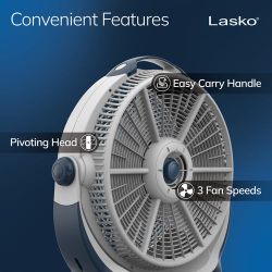 Lasko Wind Machine 20" Pivot Fan – 3-Speed Air Circulator – Model 3300