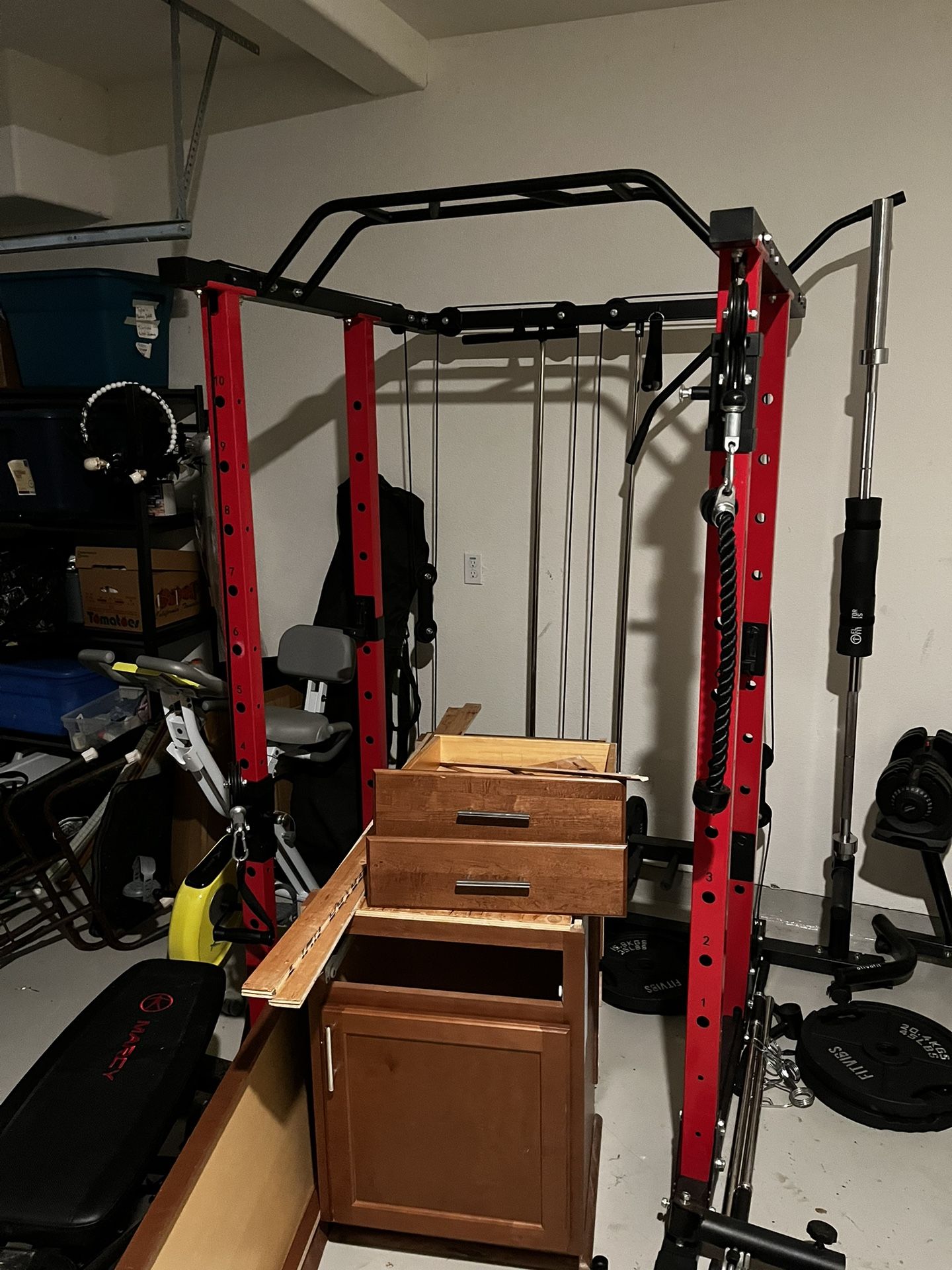 Full Cable Machine Bench Barbell And Weights