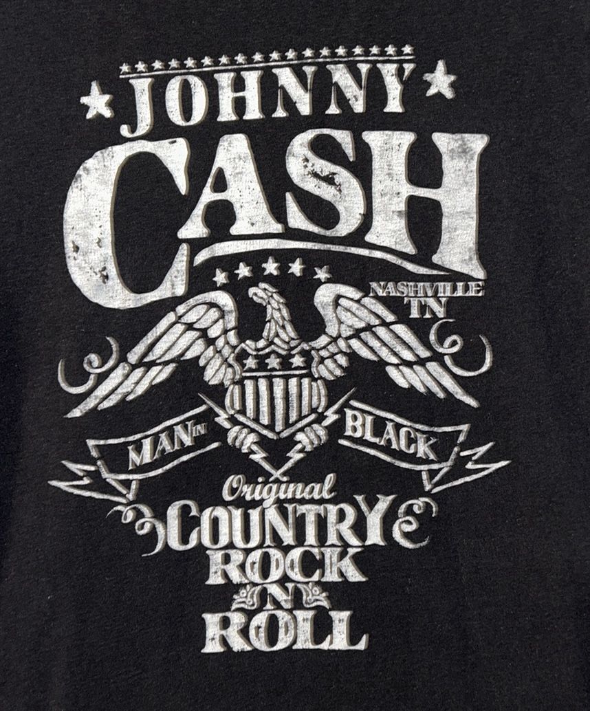 Old Navy: Black Johnny Cash Graphic Tee, Cotton, Size: Large
