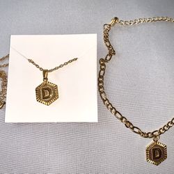 Initial D Necklace & Anklet Gold Plated