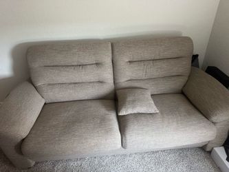 Beige sofa ,38inW, 81inL, 35inH