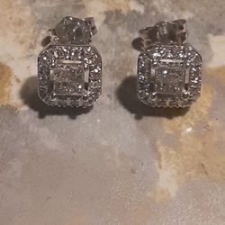 10k Half cttw DIAMOND CLUSTER SQUARE STUD EARRINGS AJ Jewelers