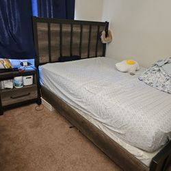 Brown wooden bed frame