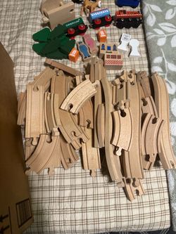 Wooden Train Track Set with Trains and Accessories