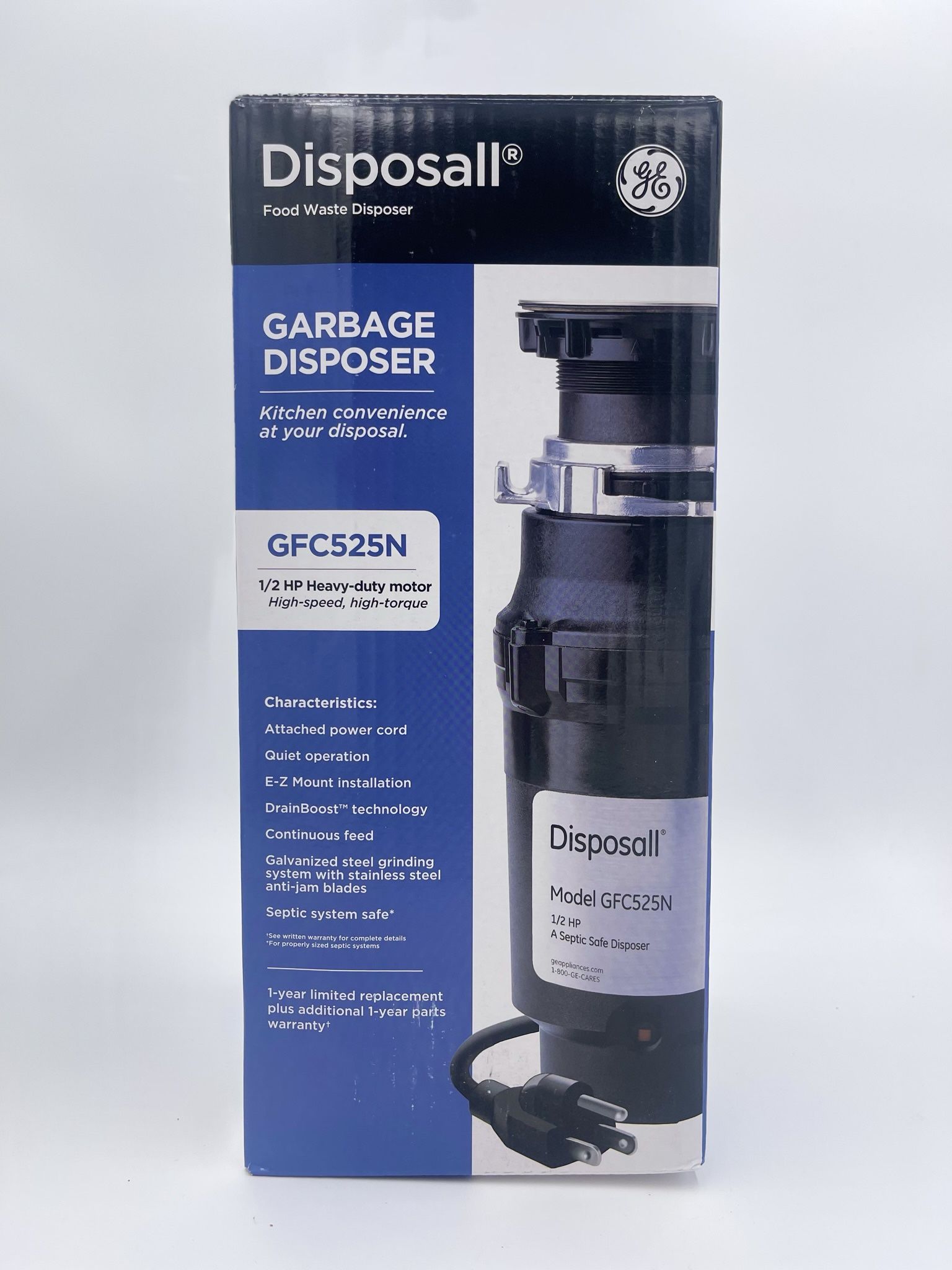 GE 1/2 Horsepower Continuous Feed Garbage Disposer Corded Disposall